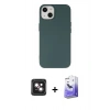 MARSİLYAN™- iPhone 14 Kılıf Ahenk Serisi - Siyah Bilvis 5in1 5D Magic Hayalet Cam Ekran Koruyucu + PVD Metal Kamera Lens - PE