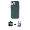 MARSİLYAN™- iPhone 14 Kılıf Ahenk Serisi - Siyah Bilvis 5in1 5D Magic Hayalet Cam Ekran Koruyucu + PVD Metal Kamera Lens - YL