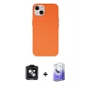 MARSİLYAN™- iPhone 14 Kılıf Ahenk Serisi - Siyah Bilvis 5in1 5D Magic Hayalet Cam Ekran Koruyucu + PVD Metal Kamera Lens - YL