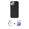 MARSİLYAN™- iPhone 14 Kılıf Ahenk Serisi - Siyah Bilvis 5in1 5D Magic Hayalet Cam Ekran Koruyucu + Shine Kamera Lens - YL