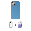 MARSİLYAN™- iPhone 14 Kılıf Ahenk Serisi - Siyah Bilvis 5in1 5D Magic Hayalet Cam Ekran Koruyucu + Shine Kamera Lens - GD