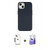 MARSİLYAN™- iPhone 14 Kılıf Ahenk Serisi - Siyah Bilvis 5in1 5D Magic Hayalet Cam Ekran Koruyucu + Shine Kamera Lens - KI