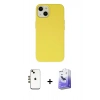 MARSİLYAN™- iPhone 14 Kılıf Ahenk Serisi - Siyah Bilvis 5in1 5D Magic Hayalet Cam Ekran Koruyucu + Shine Kamera Lens - GD