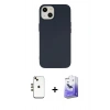 MARSİLYAN™- iPhone 14 Kılıf Ahenk Serisi - Siyah Bilvis 5in1 5D Magic Hayalet Cam Ekran Koruyucu + Shine Kamera Lens - GD