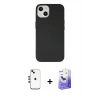 MARSİLYAN™- iPhone 14 Kılıf Ahenk Serisi - Siyah Bilvis 5in1 5D Magic Hayalet Cam Ekran Koruyucu + Shine Kamera Lens - GD
