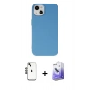 MARSİLYAN™- iPhone 14 Kılıf Ahenk Serisi - Siyah Bilvis 5in1 5D Magic Hayalet Cam Ekran Koruyucu + Shine Kamera Lens - SH