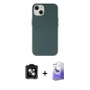 MARSİLYAN™- iPhone 14 Kılıf Ahenk Serisi - Siyah Bilvis 5in1 5D Magic Hayalet Cam Ekran Koruyucu + PVD Metal Kamera Lens - TU