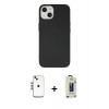 MARSİLYAN™- iPhone 14 Kılıf Ahenk Serisi - Siyah Bilvis Hayalet Cam Ekran Koruyucu + Shine Kamera Lens - GS