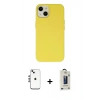 MARSİLYAN™- iPhone 14 Kılıf Ahenk Serisi - Siyah Bilvis Hayalet Cam Ekran Koruyucu + Shine Kamera Lens - GS