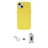 MARSİLYAN™- iPhone 14 Kılıf Ahenk Serisi - Siyah Bilvis Hayalet Cam Ekran Koruyucu + Diamond Kamera Lens - KI