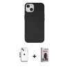 MARSİLYAN™- iPhone 14 Kılıf Ahenk Serisi - Siyah Bilvis Hayalet Cam Ekran Koruyucu + Shine Kamera Lens - MI