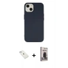 MARSİLYAN™- iPhone 14 Kılıf Ahenk Serisi - Siyah Bilvis Hayalet Cam Ekran Koruyucu + Diamond Kamera Lens - SABE
