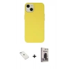 MARSİLYAN™- iPhone 14 Kılıf Ahenk Serisi - Siyah Bilvis Hayalet Cam Ekran Koruyucu + Diamond Kamera Lens - SABE