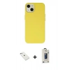 MARSİLYAN™- iPhone 14 Kılıf Ahenk Serisi - Siyah Bilvis Hayalet Cam Ekran Koruyucu + Diamond Kamera Lens - SABE