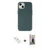 MARSİLYAN™- iPhone 14 Kılıf Ahenk Serisi - Siyah Bilvis Hayalet Cam Ekran Koruyucu + Diamond Kamera Lens - SABE