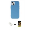 MARSİLYAN™- iPhone 14 Kılıf Ahenk Serisi - Siyah Buffer Cam Ekran Koruyucu + Diamond Kamera Lens - SABE