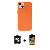 MARSİLYAN™- iPhone 14 Kılıf Ahenk Serisi - Siyah Buffer Cam Ekran Koruyucu + PVD Metal Kamera Lens - GS