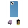 MARSİLYAN™- iPhone 14 Kılıf Ahenk Serisi - Siyah Buffer Cam Ekran Koruyucu + Raze Metal Kamera Lens - GS