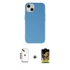 MARSİLYAN™- iPhone 14 Kılıf Ahenk Serisi - Siyah Buffer Cam Ekran Koruyucu + Shine Kamera Lens - KI
