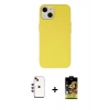 MARSİLYAN™- iPhone 14 Kılıf Ahenk Serisi - Siyah Buffer Cam Ekran Koruyucu + Shine Kamera Lens - KI