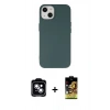 MARSİLYAN™- iPhone 14 Kılıf Ahenk Serisi - Siyah Buffer Cam Ekran Koruyucu + PVD Metal Kamera Lens - MI