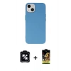 MARSİLYAN™- iPhone 14 Kılıf Ahenk Serisi - Siyah Buffer Cam Ekran Koruyucu + PVD Metal Kamera Lens - MI