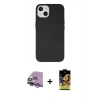 MARSİLYAN™- iPhone 14 Kılıf Ahenk Serisi - Siyah Buffer Cam Ekran Koruyucu + Raze Metal Kamera Lens - MR