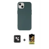 MARSİLYAN™- iPhone 14 Kılıf Ahenk Serisi - Siyah Buffer Cam Ekran Koruyucu + PVD Metal Kamera Lens - PE