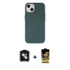 MARSİLYAN™- iPhone 14 Kılıf Ahenk Serisi - Siyah Buffer Cam Ekran Koruyucu + PVD Metal Kamera Lens - GS