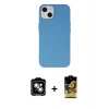 MARSİLYAN™- iPhone 14 Kılıf Ahenk Serisi - Siyah Buffer Cam Ekran Koruyucu + PVD Metal Kamera Lens - GS