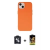 MARSİLYAN™- iPhone 14 Kılıf Ahenk Serisi - Siyah Buffer Cam Ekran Koruyucu + PVD Metal Kamera Lens - SH