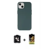 MARSİLYAN™- iPhone 14 Kılıf Ahenk Serisi - Siyah Buffer Cam Ekran Koruyucu + PVD Metal Kamera Lens - TU