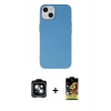 MARSİLYAN™- iPhone 14 Kılıf Ahenk Serisi - Siyah Buffer Cam Ekran Koruyucu + PVD Metal Kamera Lens - YL