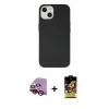 MARSİLYAN™- iPhone 14 Kılıf Ahenk Serisi - Siyah Buffer Cam Ekran Koruyucu + Raze Metal Kamera Lens - KI