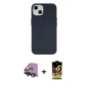 MARSİLYAN™- iPhone 14 Kılıf Ahenk Serisi - Siyah Buffer Cam Ekran Koruyucu + Raze Metal Kamera Lens - SH