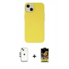 MARSİLYAN™- iPhone 14 Kılıf Ahenk Serisi - Siyah Buffer Cam Ekran Koruyucu + Shine Kamera Lens - GD