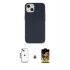 MARSİLYAN™- iPhone 14 Kılıf Ahenk Serisi - Siyah Buffer Cam Ekran Koruyucu + Shine Kamera Lens - MI