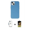 MARSİLYAN™- iPhone 14 Kılıf Ahenk Serisi - Siyah Buffer Cam Ekran Koruyucu + Shine Kamera Lens - MI