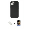 MARSİLYAN™- iPhone 14 Kılıf Ahenk Serisi - Siyah Buffer Hayalet Cam Ekran Koruyucu + Diamond Kamera Lens - YL