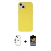 MARSİLYAN™- iPhone 14 Kılıf Ahenk Serisi - Siyah Buffer Hayalet Cam Ekran Koruyucu + Shine Kamera Lens - KI