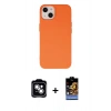 MARSİLYAN™- iPhone 14 Kılıf Ahenk Serisi - Siyah Buffer Hayalet Cam Ekran Koruyucu + PVD Metal Kamera Lens - GS