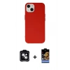 MARSİLYAN™- iPhone 14 Kılıf Ahenk Serisi - Siyah Buffer Hayalet Cam Ekran Koruyucu + PVD Metal Kamera Lens - GS