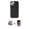 MARSİLYAN™- iPhone 14 Kılıf Ahenk Serisi - Siyah Buffer Hayalet Cam Ekran Koruyucu + Raze Metal Kamera Lens - MR