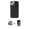 MARSİLYAN™- iPhone 14 Kılıf Ahenk Serisi - Siyah Buffer Hayalet Cam Ekran Koruyucu + Raze Metal Kamera Lens - GS