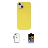 MARSİLYAN™- iPhone 14 Kılıf Ahenk Serisi - Siyah Buffer Hayalet Cam Ekran Koruyucu + Shine Kamera Lens - GS