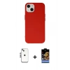 MARSİLYAN™- iPhone 14 Kılıf Ahenk Serisi - Siyah Buffer Hayalet Cam Ekran Koruyucu + Shine Kamera Lens - GS