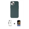 MARSİLYAN™- iPhone 14 Kılıf Ahenk Serisi - Siyah Buffer Hayalet Cam Ekran Koruyucu + Shine Kamera Lens - GS
