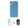 MARSİLYAN™- iPhone 14 Kılıf Ahenk Serisi - Siyah Buffer Hayalet Cam Ekran Koruyucu + Shine Kamera Lens - SH