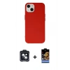 MARSİLYAN™- iPhone 14 Kılıf Ahenk Serisi - Siyah Buffer Hayalet Cam Ekran Koruyucu + PVD Metal Kamera Lens - SH