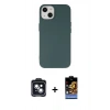 MARSİLYAN™- iPhone 14 Kılıf Ahenk Serisi - Siyah Buffer Hayalet Cam Ekran Koruyucu + PVD Metal Kamera Lens - SH